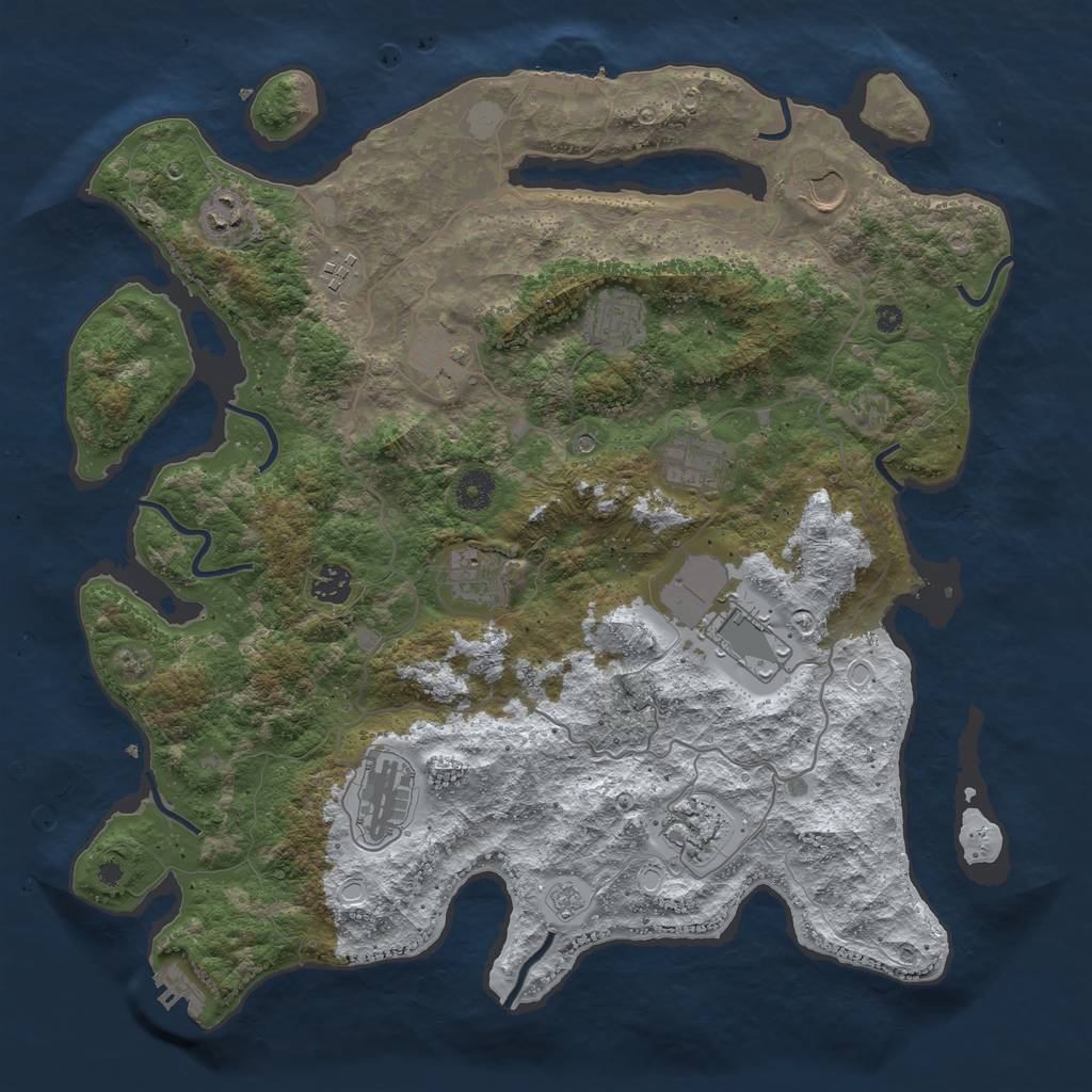 Rust Map: Procedural Map, Size: 4050, Seed: 427439586, 20 Monuments