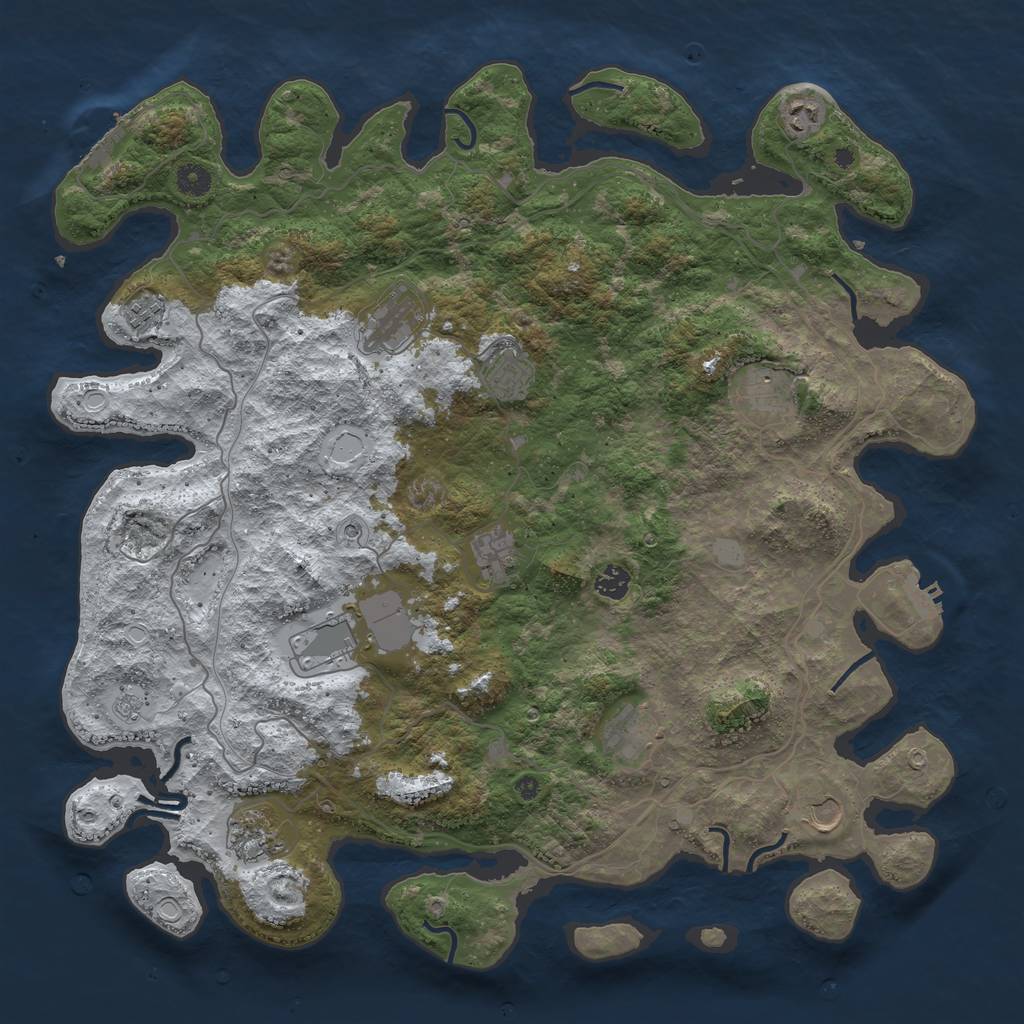 Rust Map: Procedural Map, Size: 4500, Seed: 2249200, 20 Monuments