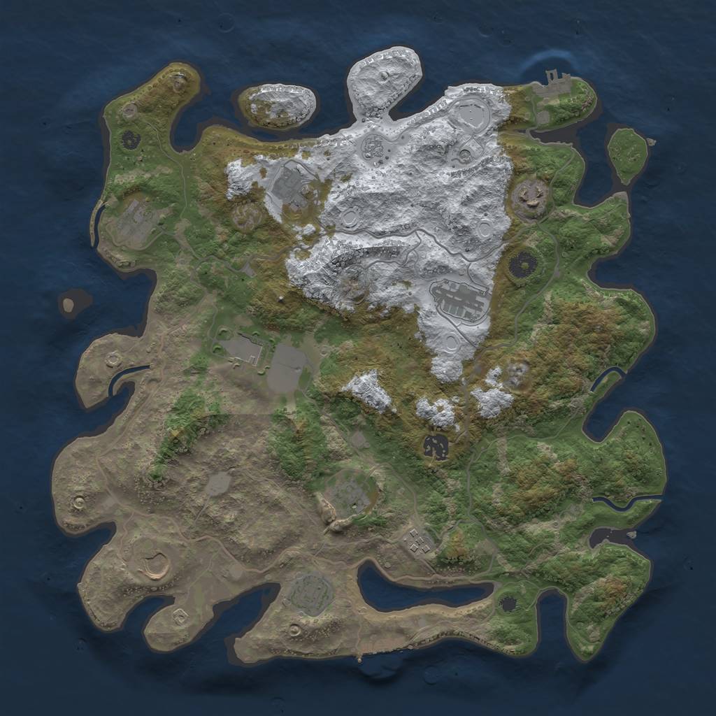 Rust Map: Procedural Map, Size: 4000, Seed: 835977213, 19 Monuments