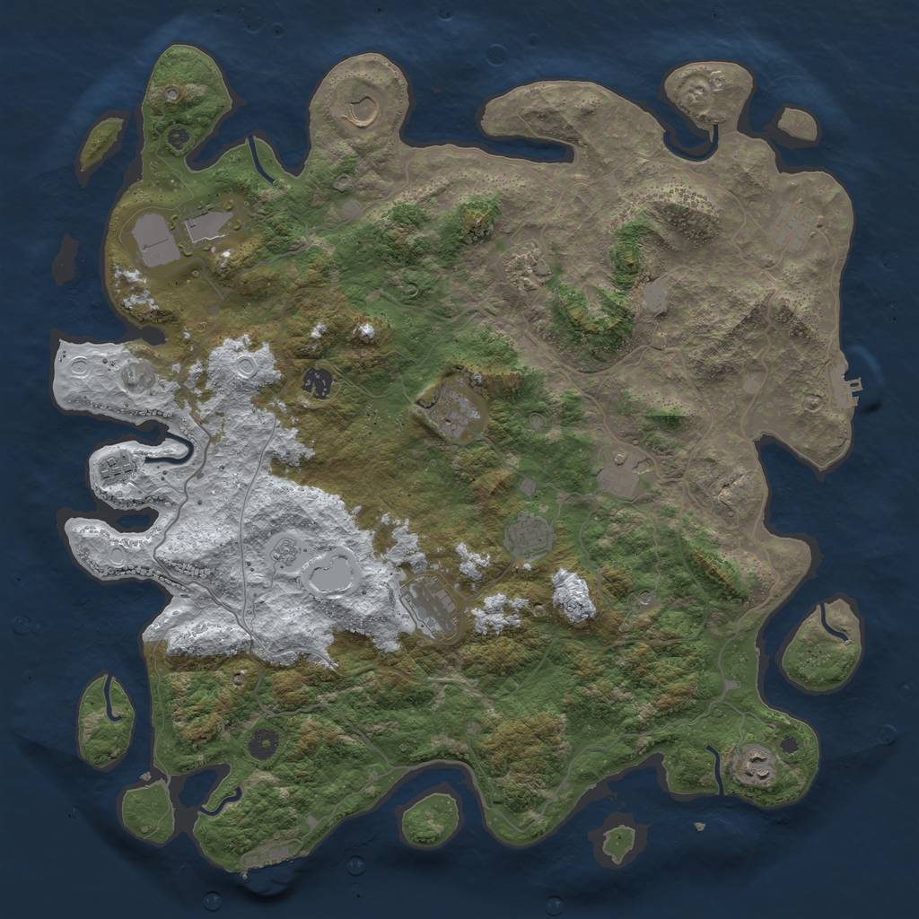 Rust Map: Procedural Map, Size: 4500, Seed: 2079209, 20 Monuments