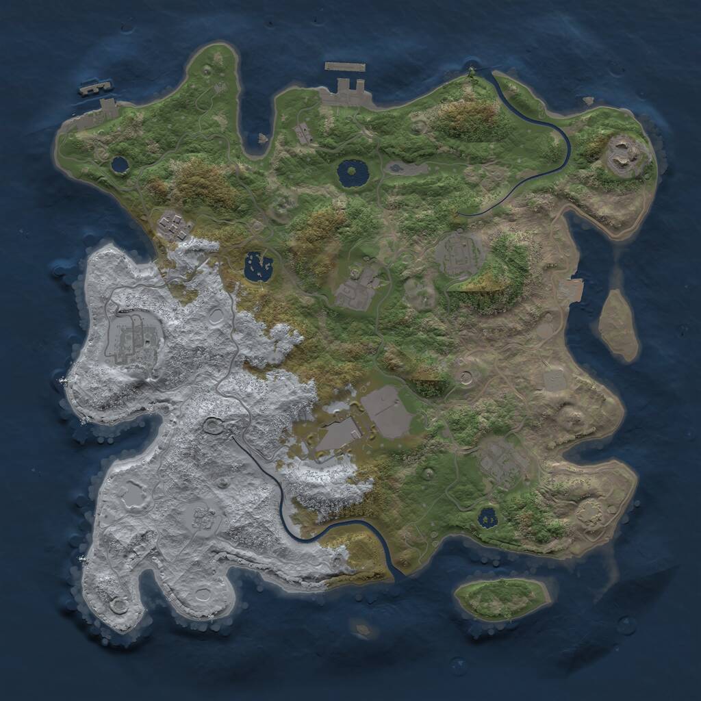 Rust Map: Procedural Map, Size: 3500, Seed: 1233981836, 14 Monuments