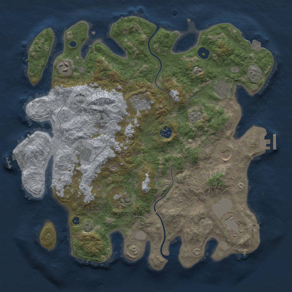 Rust Map: Procedural Map, Size: 3850, Seed: 1383663387, 15 Monuments