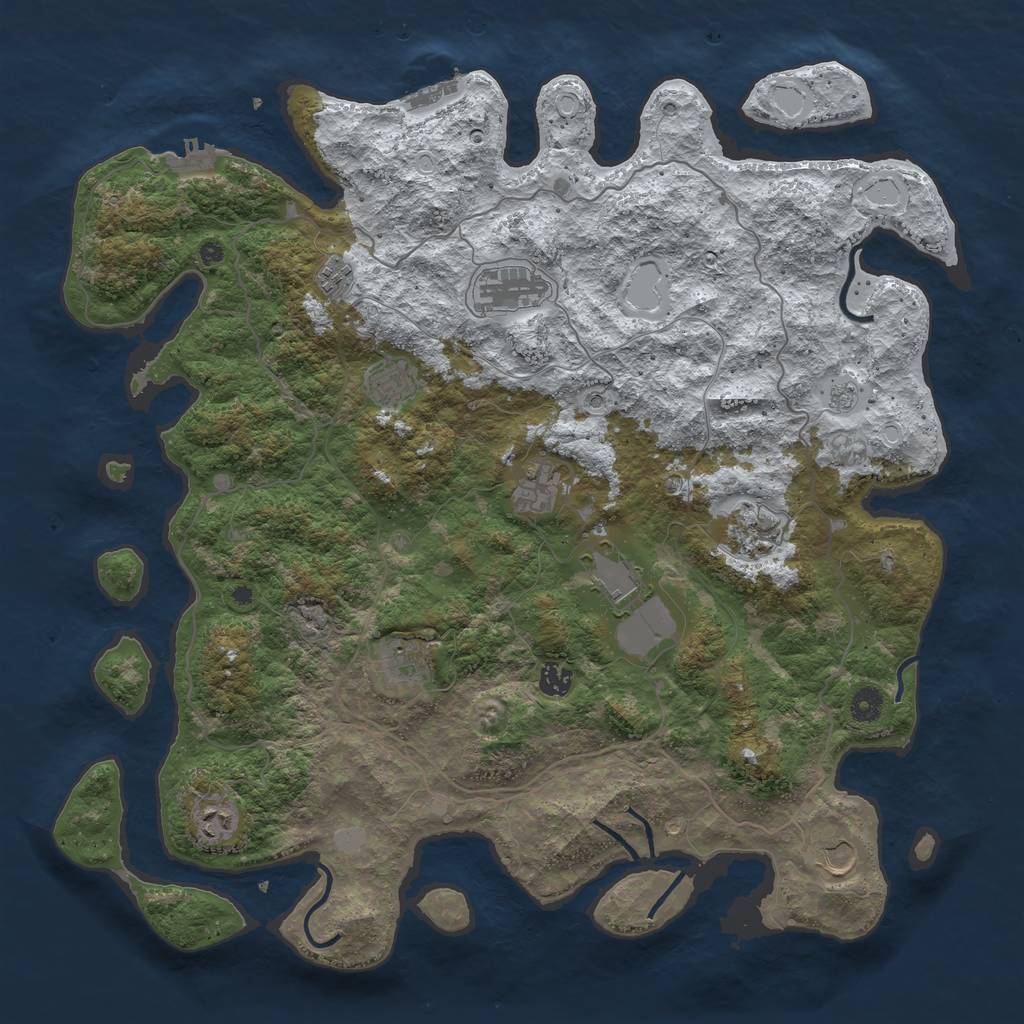 Rust Map: Procedural Map, Size: 4500, Seed: 2584074, 19 Monuments