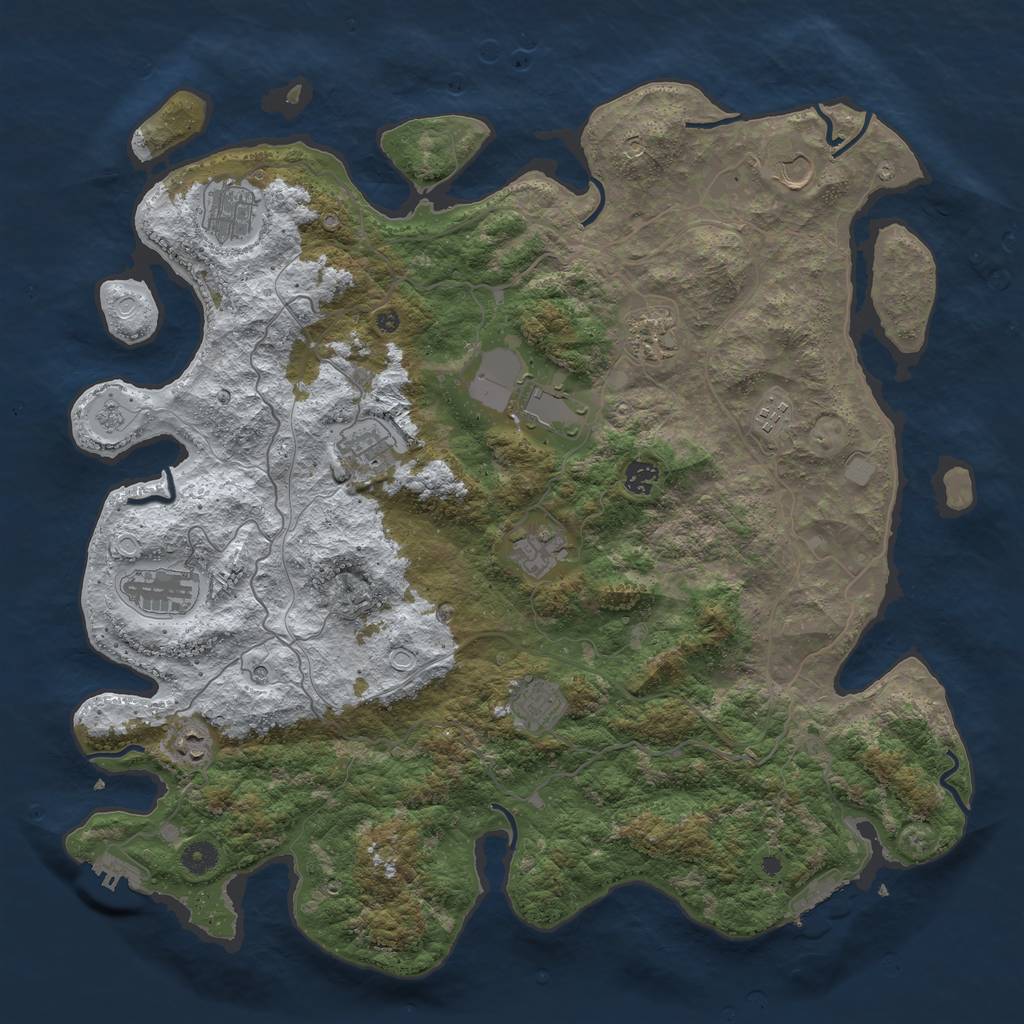 Rust Map: Procedural Map, Size: 4500, Seed: 2541718, 20 Monuments