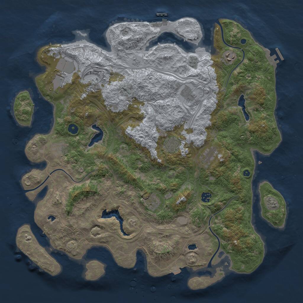 Rust Map: Procedural Map, Size: 4500, Seed: 3552388, 16 Monuments