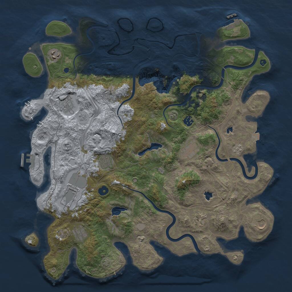 Rust Map: Procedural Map, Size: 4500, Seed: 4390915, 16 Monuments