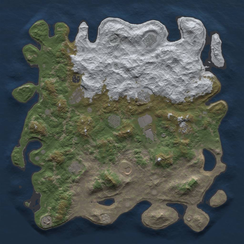 Rust Map: Barren, Size: 4500, Seed: 2849600, 14 Monuments