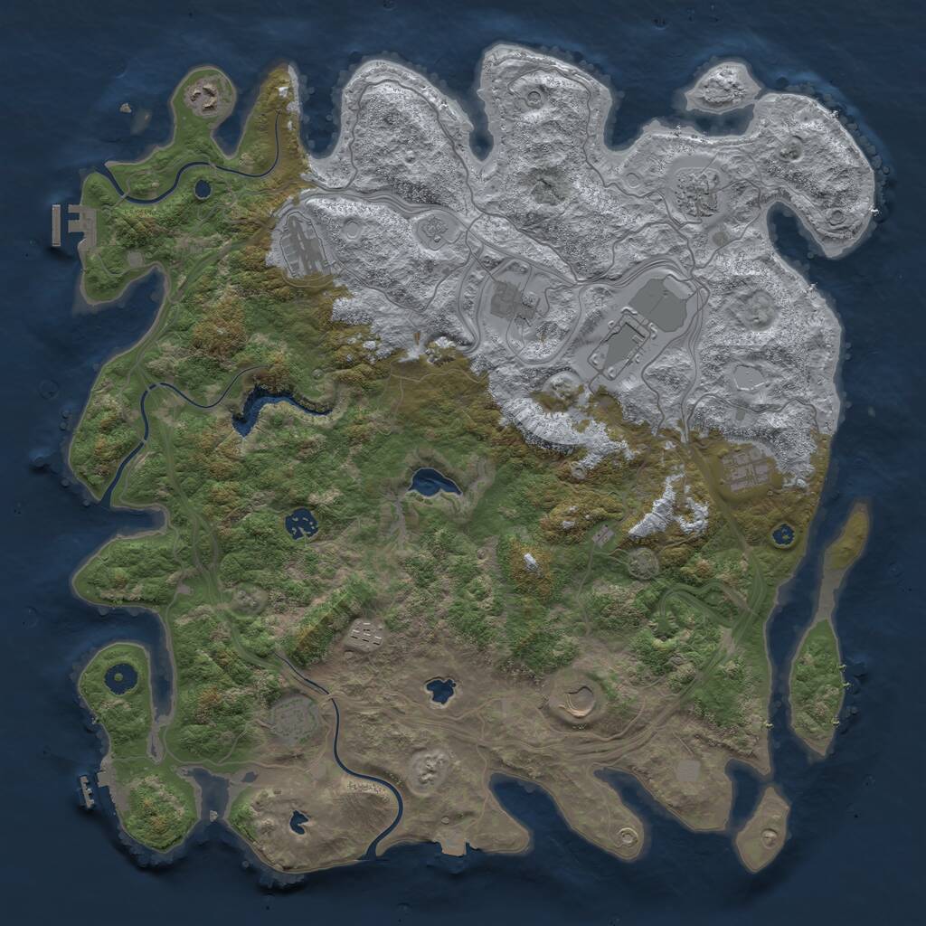 Rust Map: Procedural Map, Size: 4500, Seed: 4397542, 16 Monuments