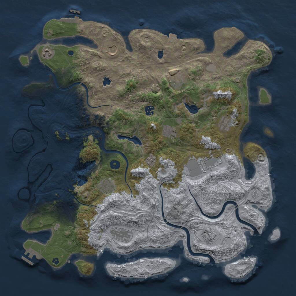 Rust Map: Procedural Map, Size: 4500, Seed: 2404013, 17 Monuments