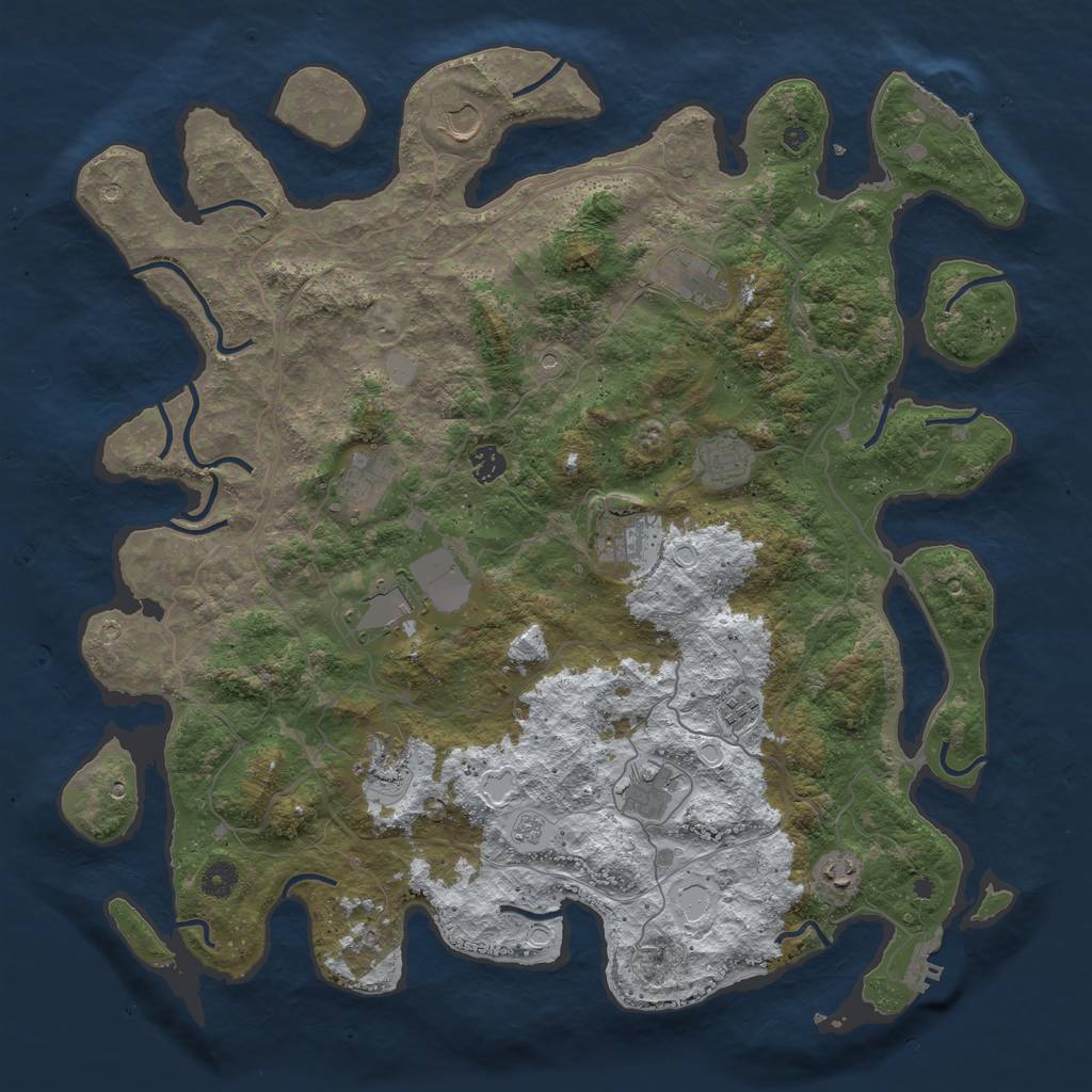 Rust Map: Procedural Map, Size: 4500, Seed: 5192610, 20 Monuments