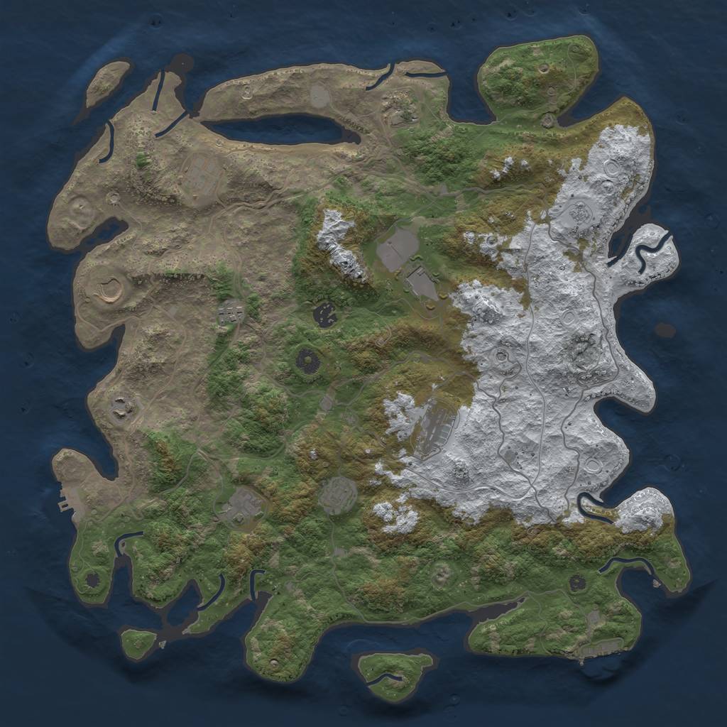 Rust Map: Procedural Map, Size: 4500, Seed: 1007747, 19 Monuments