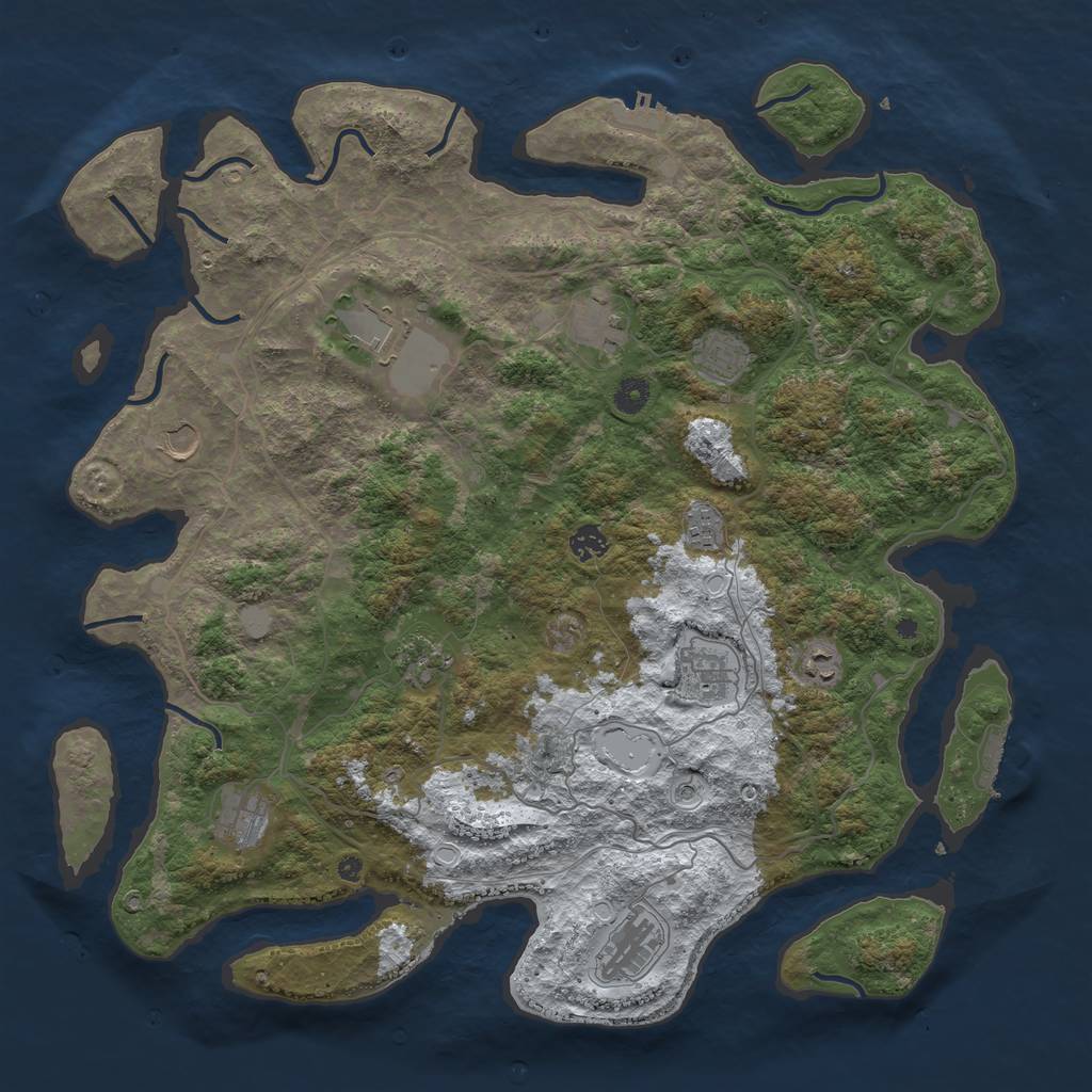 Rust Map: Procedural Map, Size: 4500, Seed: 613217, 19 Monuments