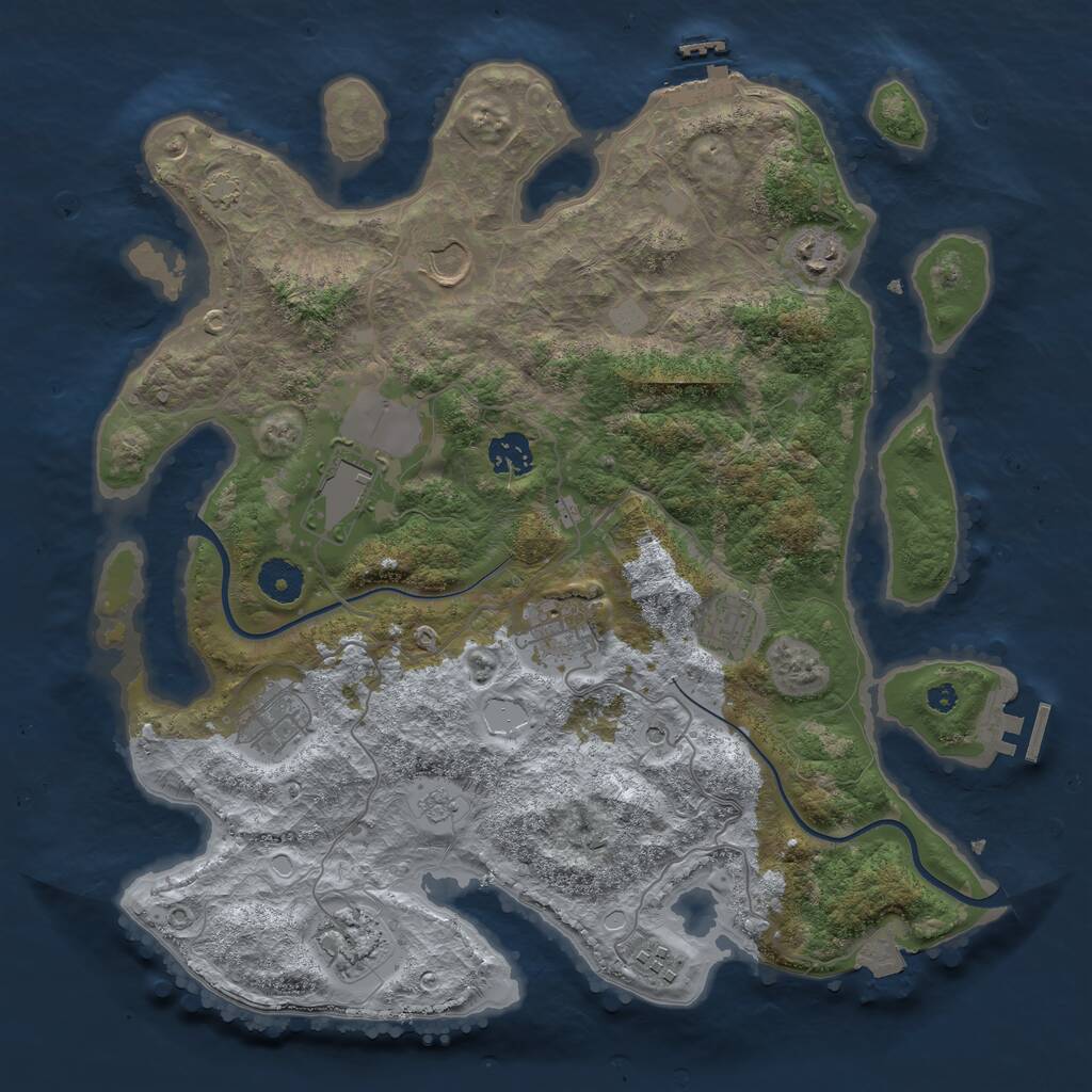 Rust Map: Procedural Map, Size: 3700, Seed: 4321, 15 Monuments