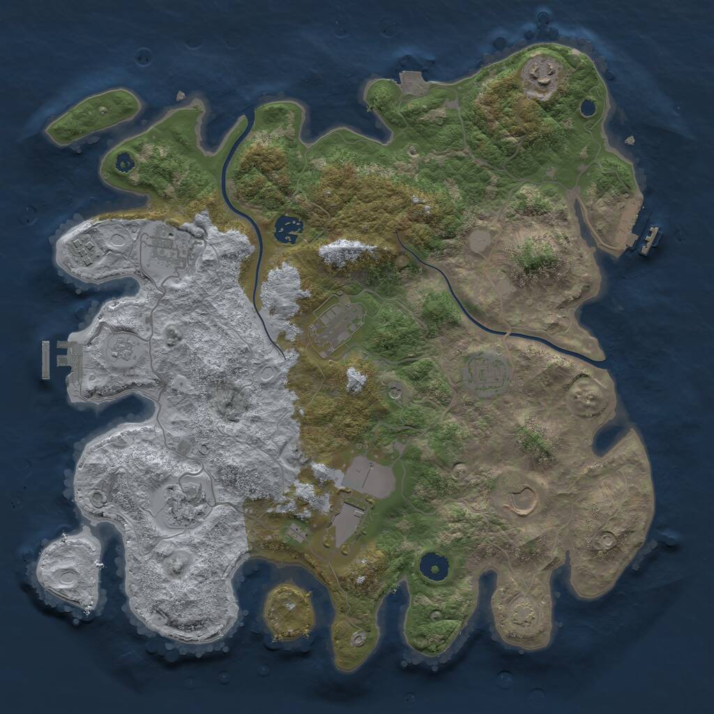 Rust Map: Procedural Map, Size: 3750, Seed: 709334, 15 Monuments