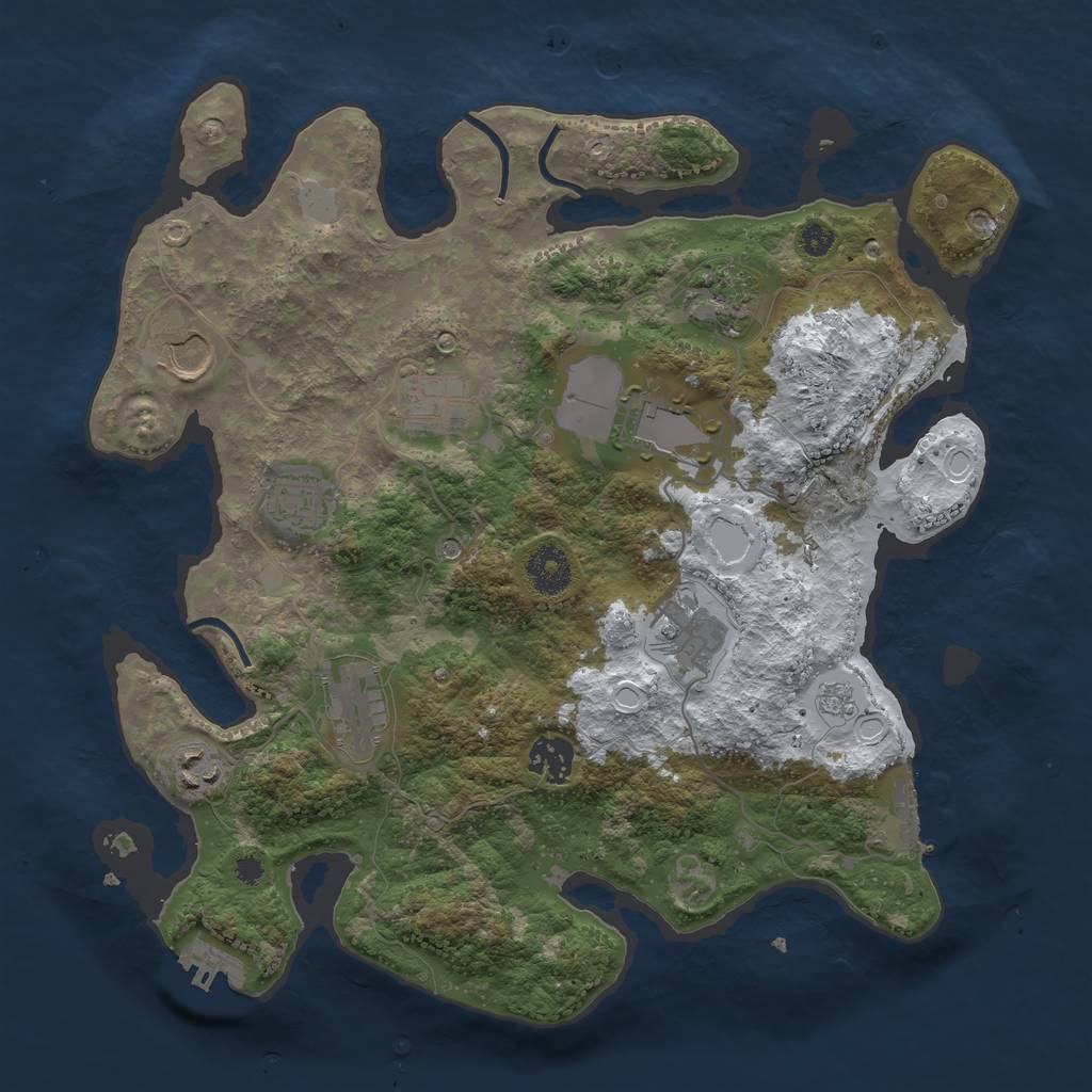Rust Map: Procedural Map, Size: 3500, Seed: 1056675367, 18 Monuments