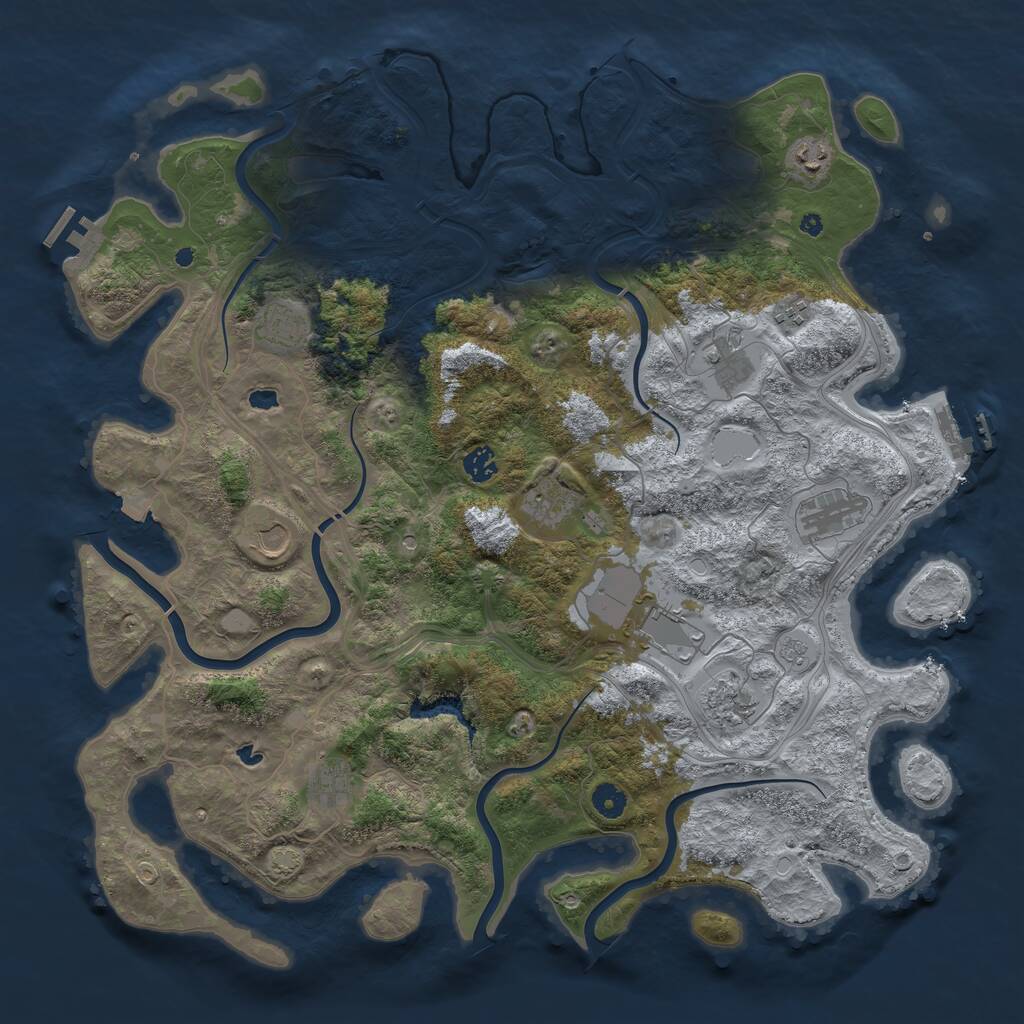 Rust Map: Procedural Map, Size: 4500, Seed: 3857050, 17 Monuments