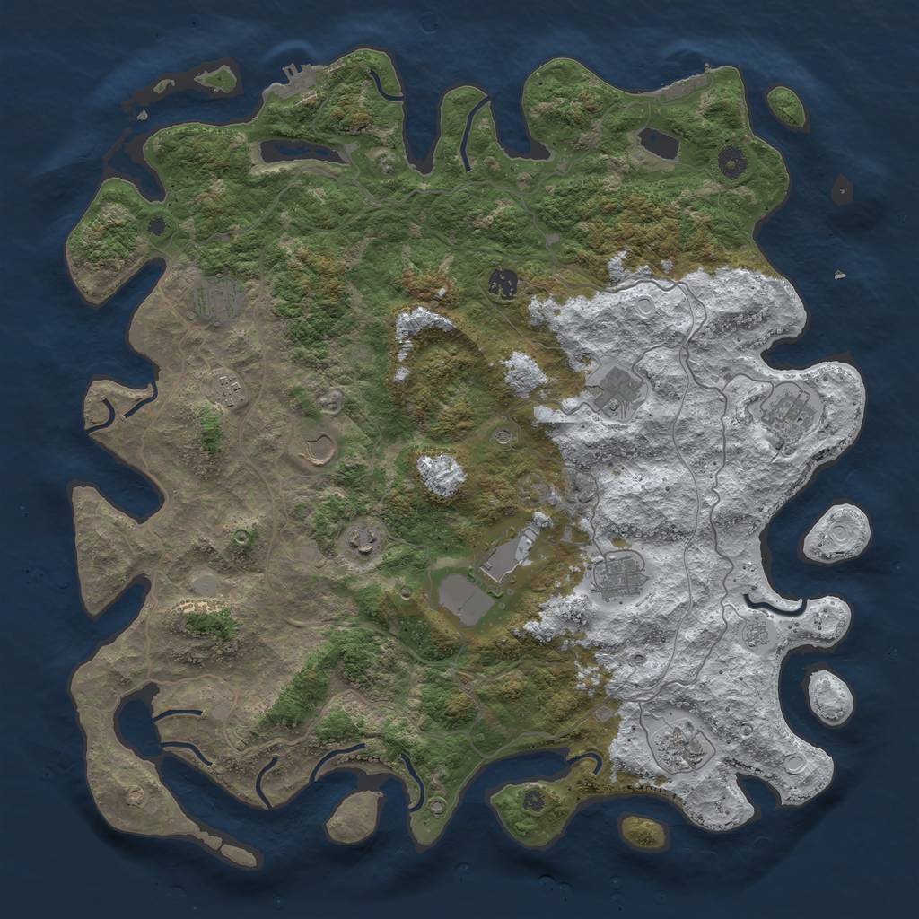 Rust Map: Procedural Map, Size: 4500, Seed: 3857050, 19 Monuments