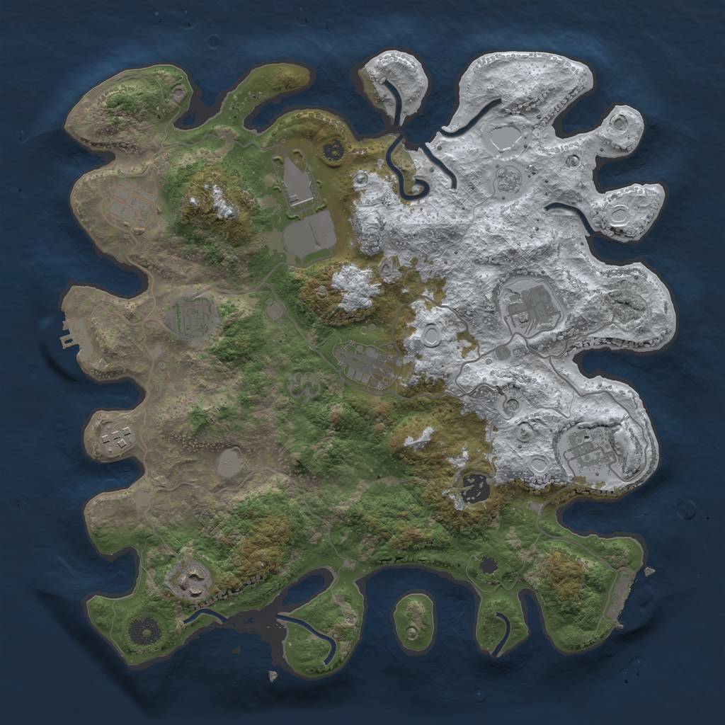 Rust Map: Procedural Map, Size: 3600, Seed: 11862252, 18 Monuments