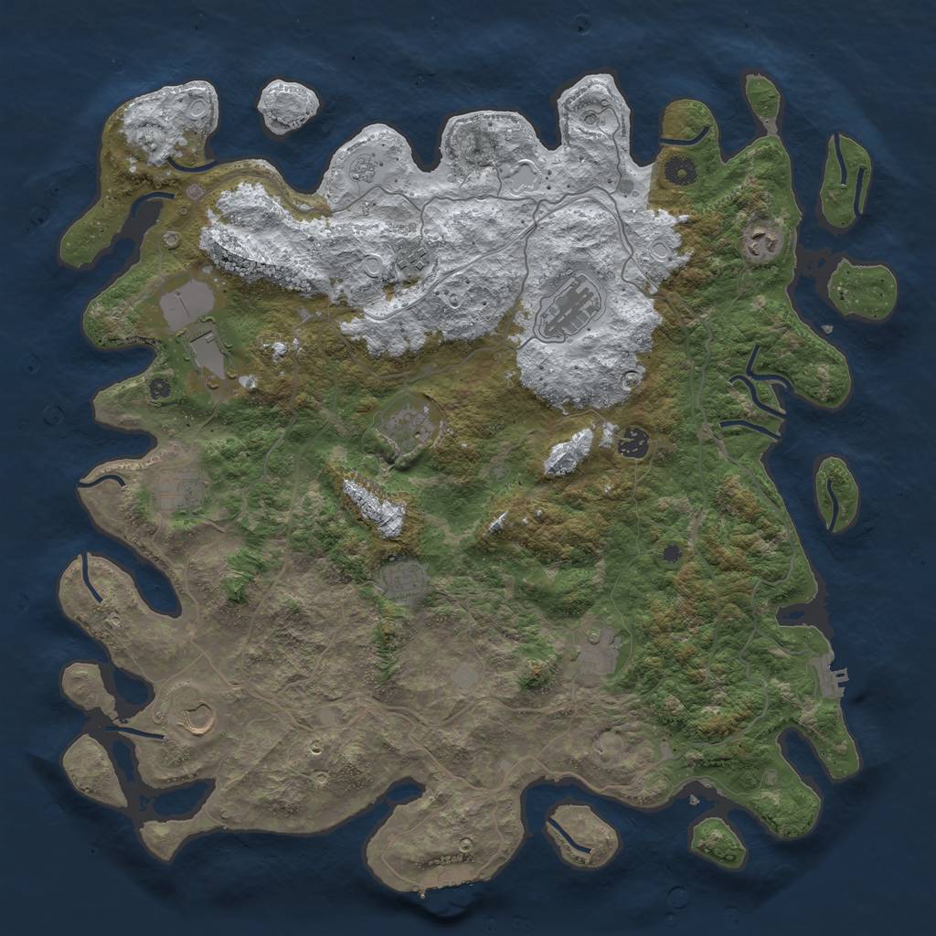 Rust Map: Procedural Map, Size: 4500, Seed: 1729085, 19 Monuments