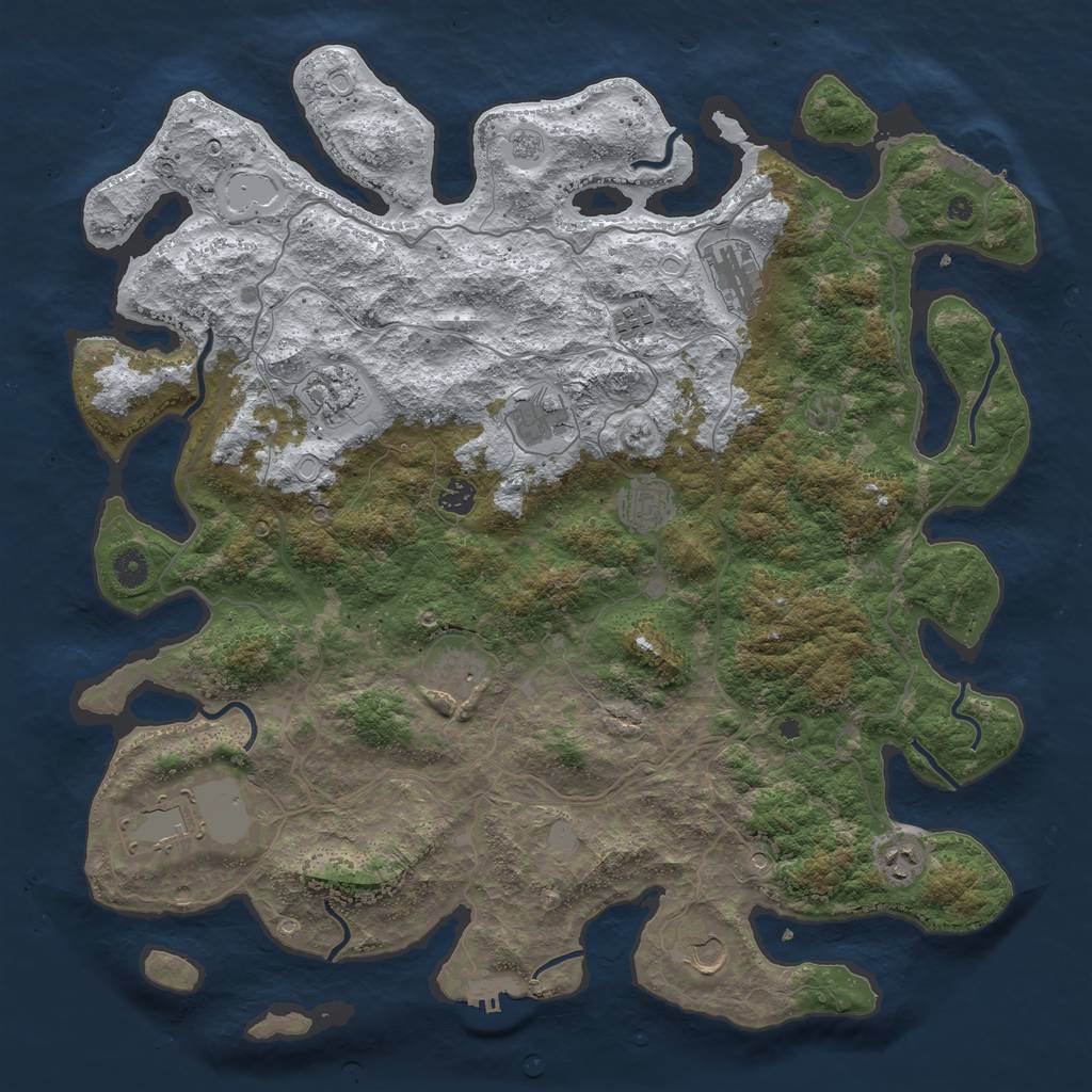 Rust Map: Procedural Map, Size: 4500, Seed: 5161356, 19 Monuments