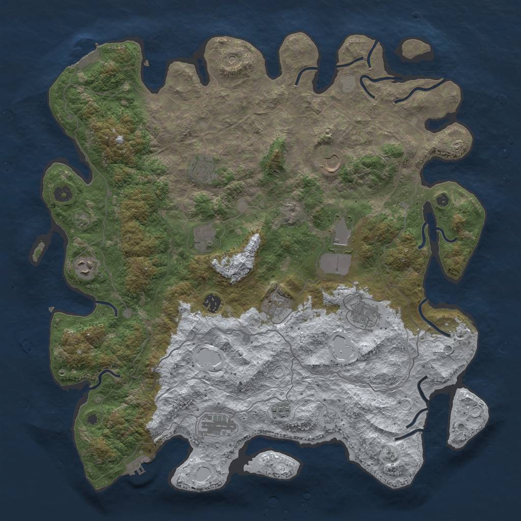 Rust Map: Procedural Map, Size: 4500, Seed: 5755296, 19 Monuments