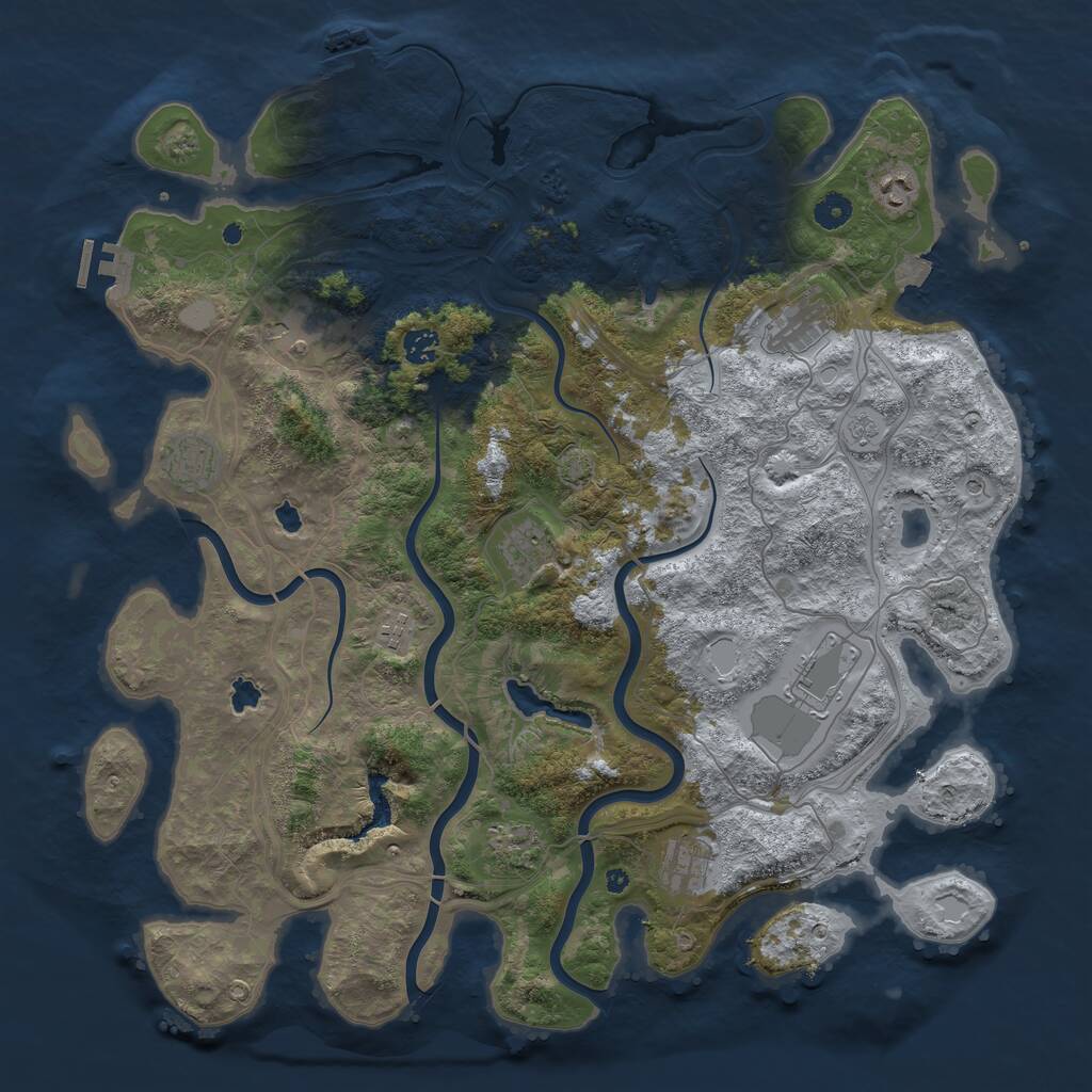 Rust Map: Procedural Map, Size: 4500, Seed: 5480865, 16 Monuments
