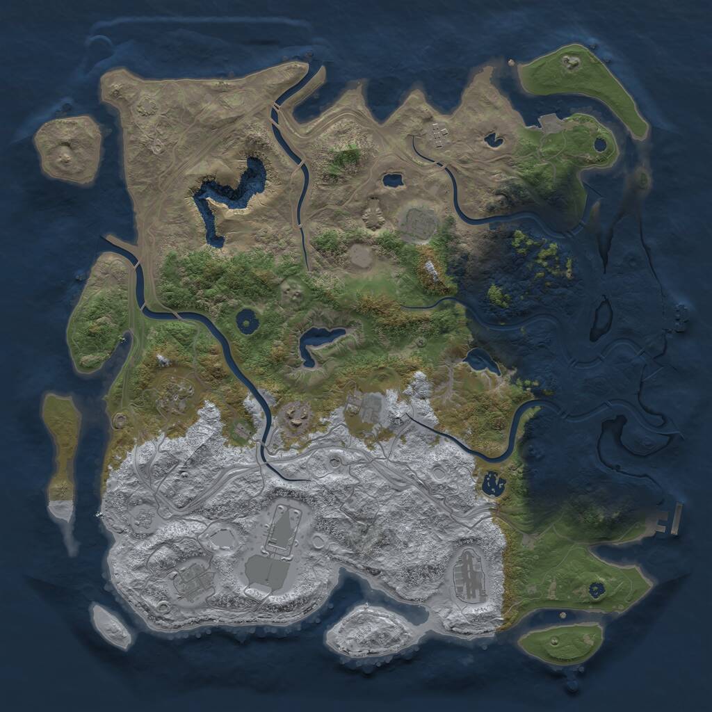 Rust Map: Procedural Map, Size: 4500, Seed: 1709198, 15 Monuments