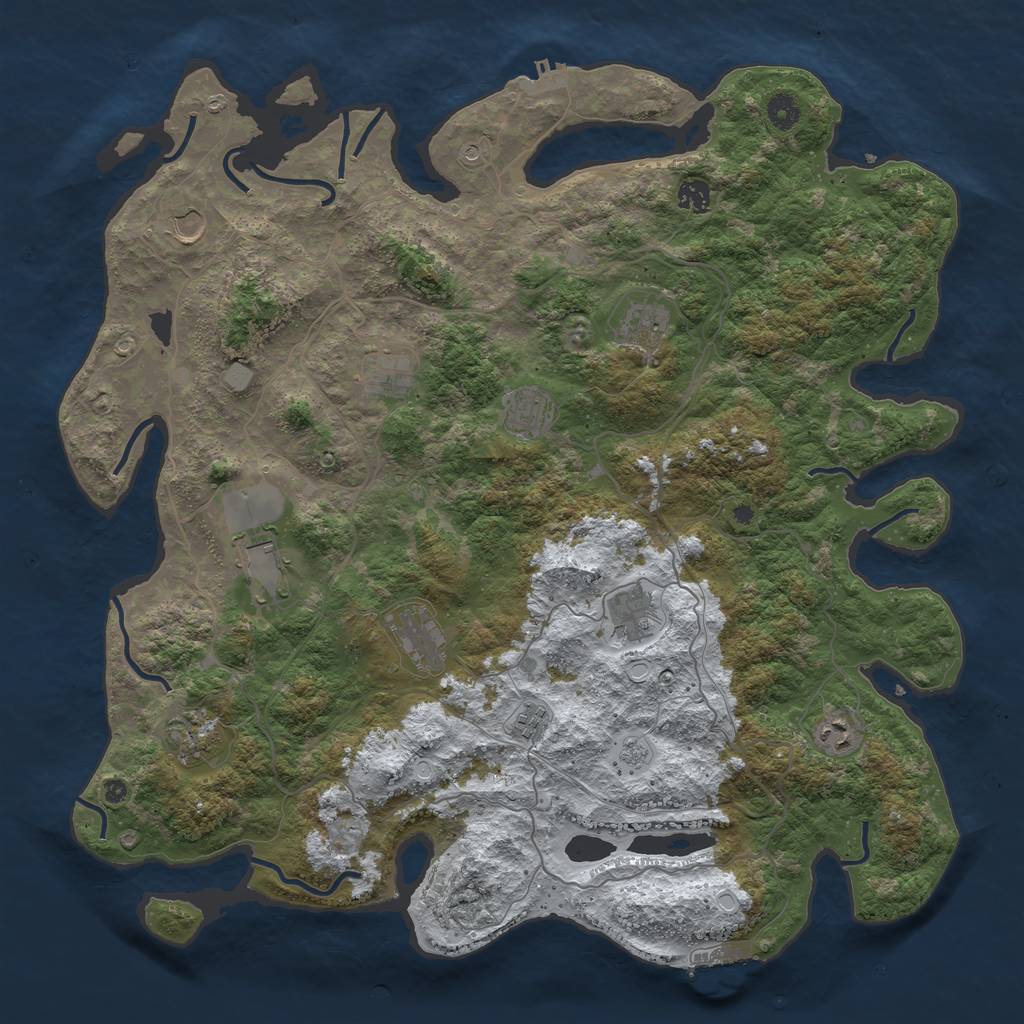 Rust Map: Procedural Map, Size: 4500, Seed: 3071138, 20 Monuments