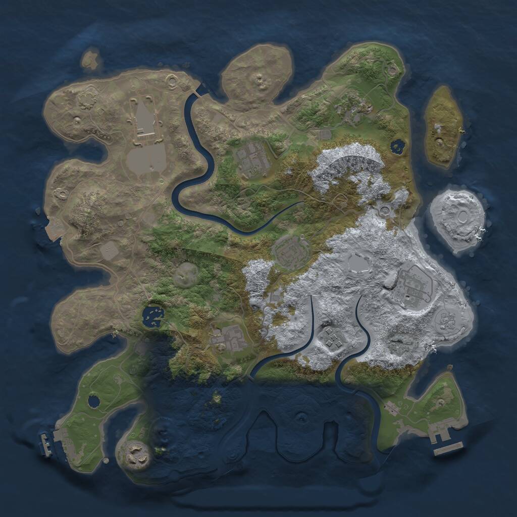 Rust Map: Procedural Map, Size: 3500, Seed: 252083267, 15 Monuments