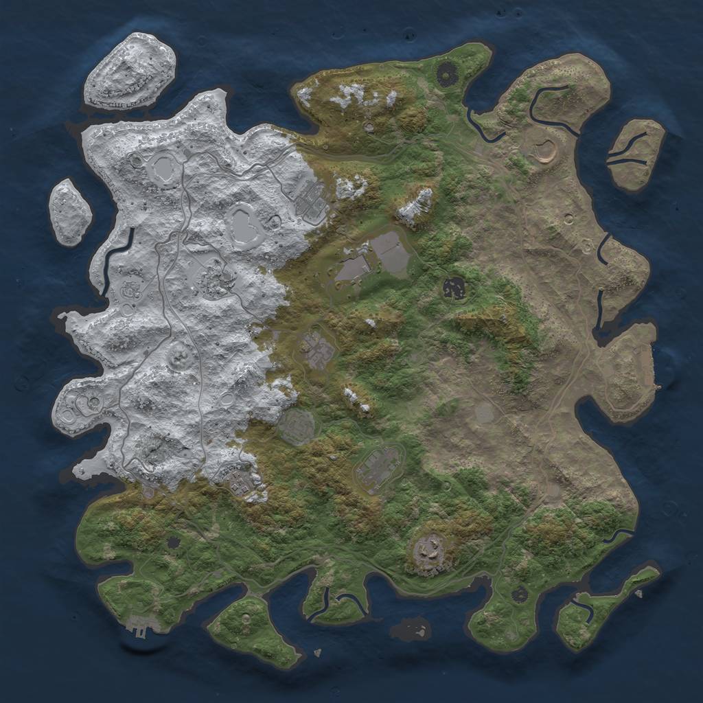 Rust Map: Procedural Map, Size: 4500, Seed: 257443, 19 Monuments