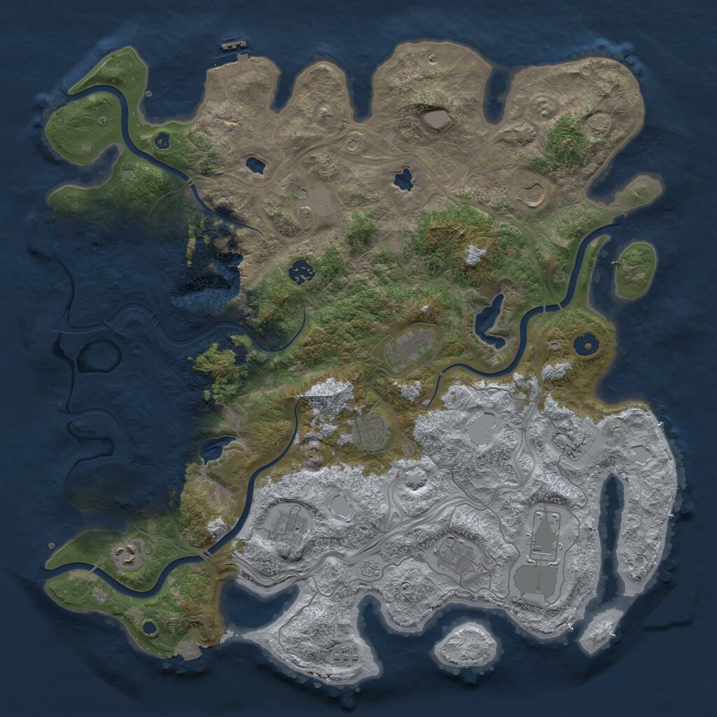 Rust Map: Procedural Map, Size: 4500, Seed: 3838237, 17 Monuments