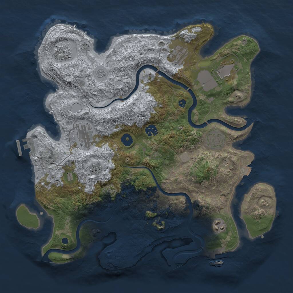 Rust Map: Procedural Map, Size: 3700, Seed: 25984, 14 Monuments