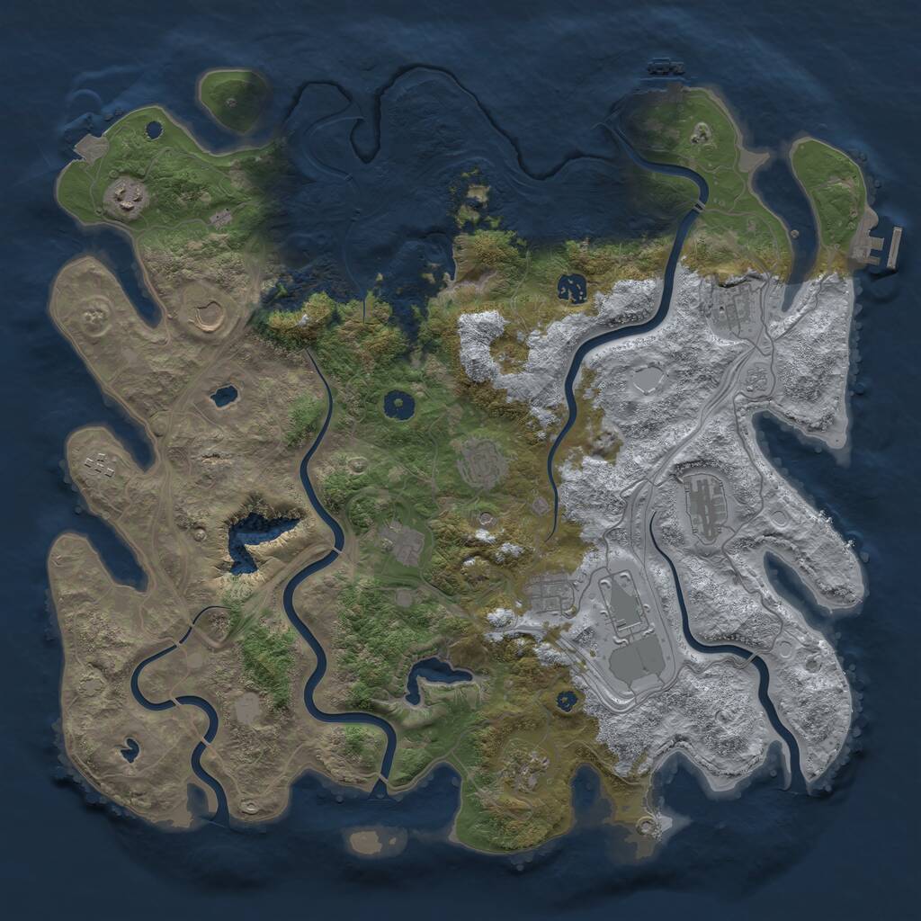 Rust Map: Procedural Map, Size: 4500, Seed: 304392, 17 Monuments