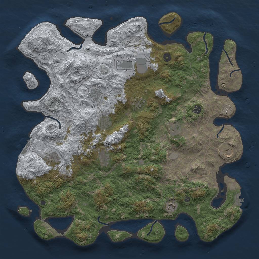 Rust Map: Procedural Map, Size: 4500, Seed: 3376363, 20 Monuments