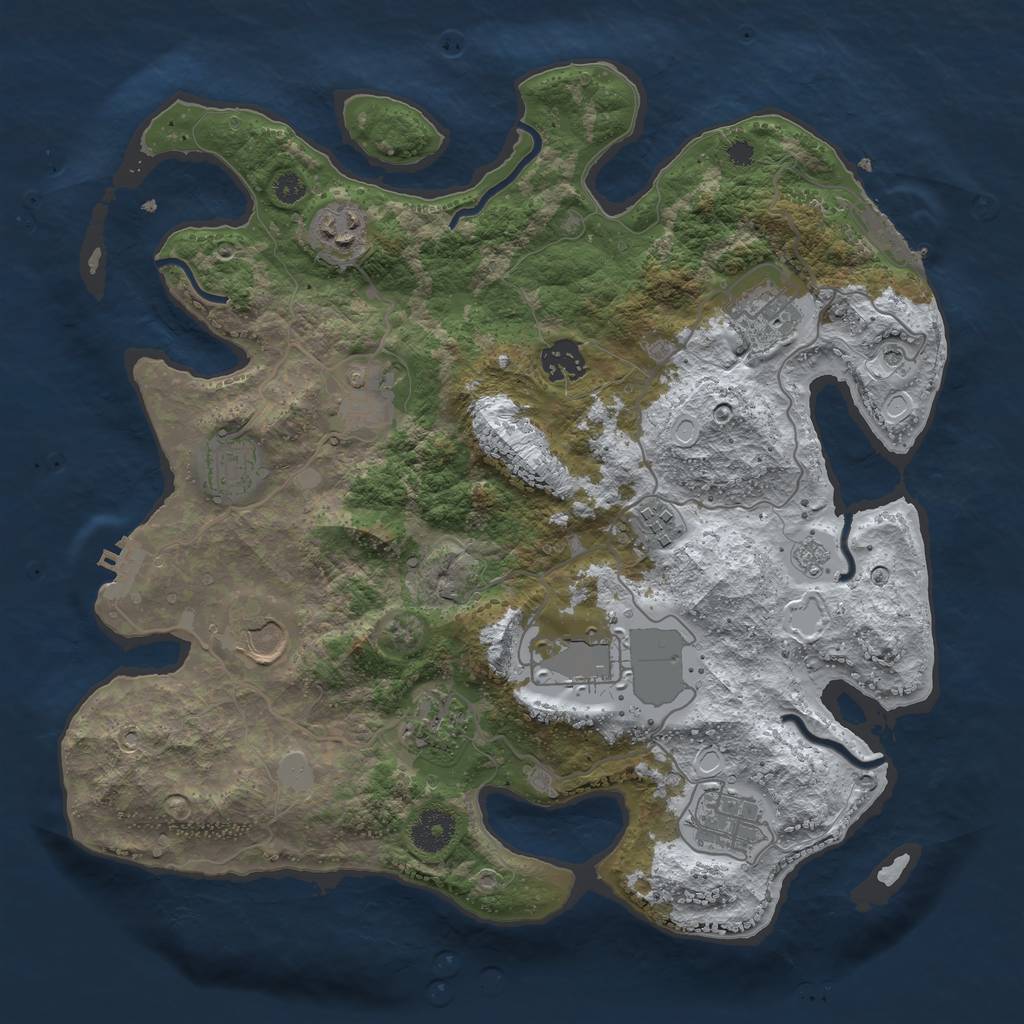 Rust Map: Procedural Map, Size: 3550, Seed: 766008, 19 Monuments