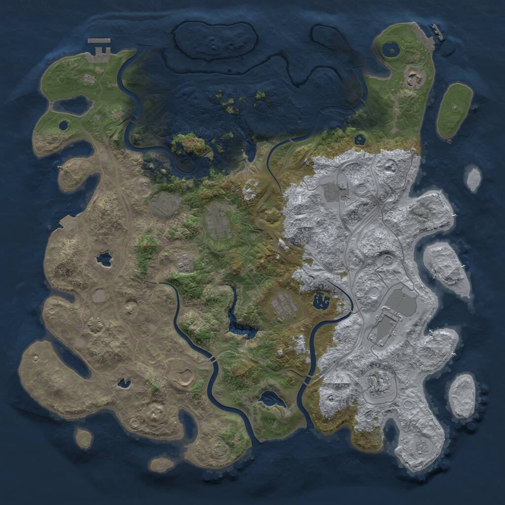Rust Map: Procedural Map, Size: 4500, Seed: 2197856, 16 Monuments