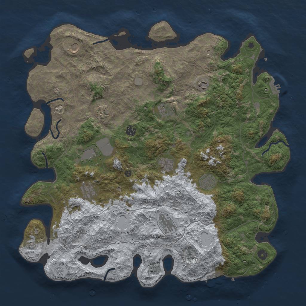 Rust Map: Procedural Map, Size: 4500, Seed: 5517697, 20 Monuments
