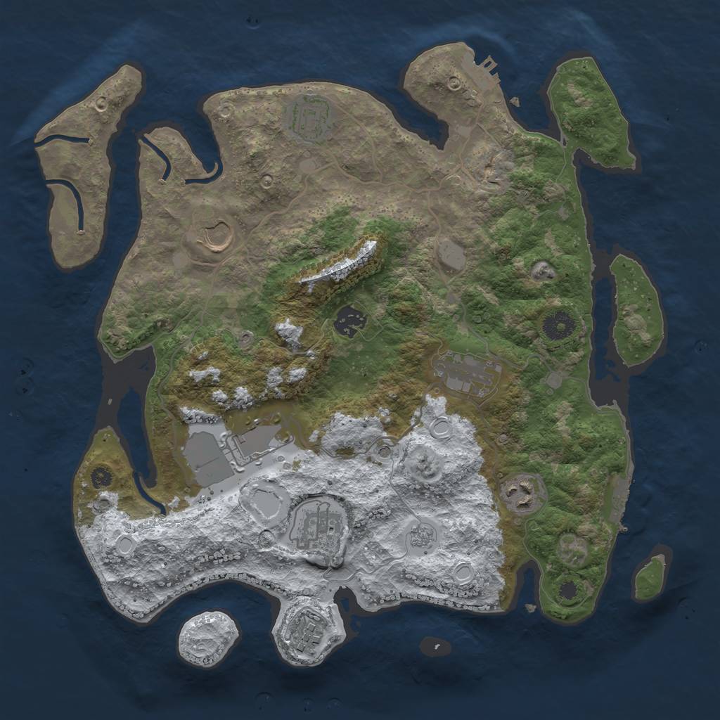 Rust Map: Procedural Map, Size: 3550, Seed: 615887, 17 Monuments