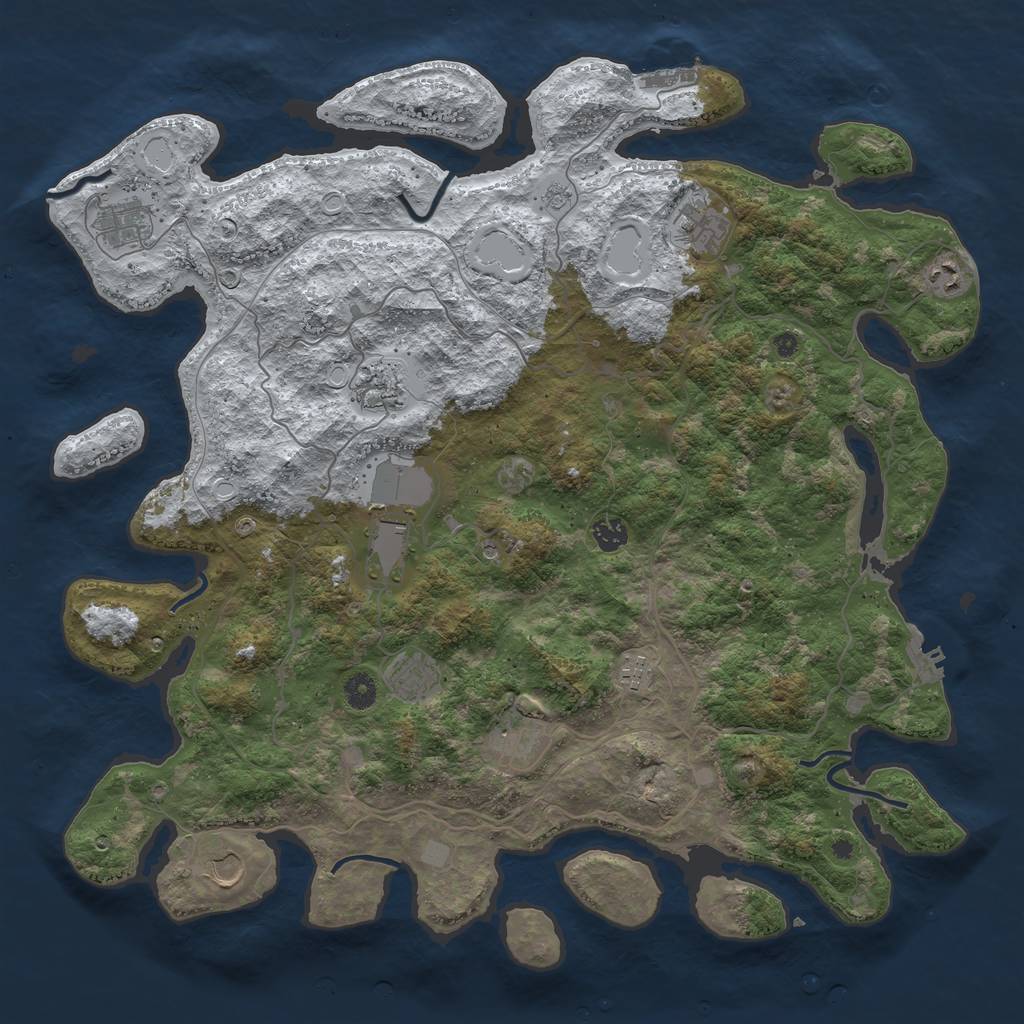 Rust Map: Procedural Map, Size: 4500, Seed: 6081191, 19 Monuments