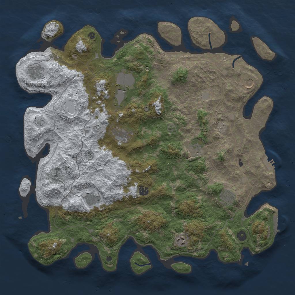 Rust Map: Procedural Map, Size: 4500, Seed: 2596344, 19 Monuments