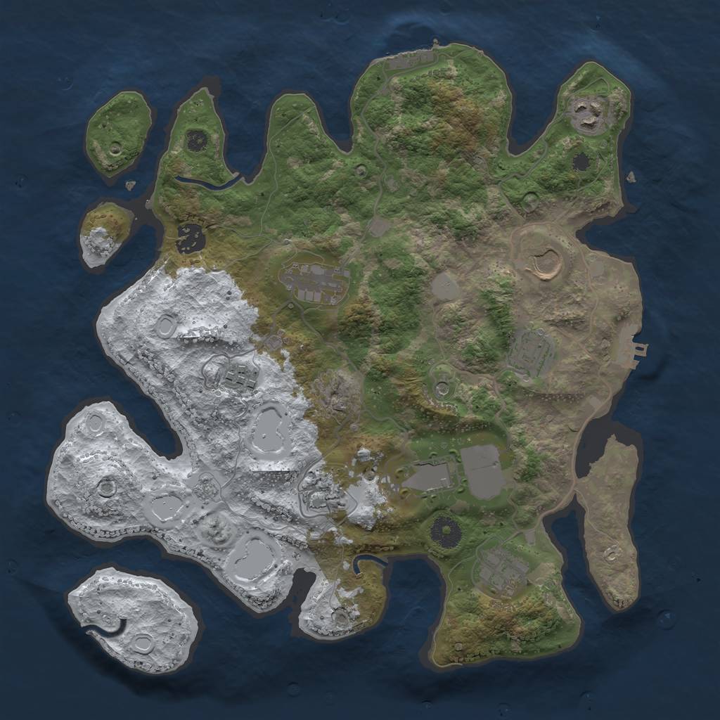 Rust Map: Procedural Map, Size: 3500, Seed: 7635895, 18 Monuments