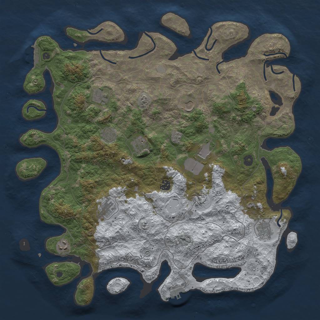 Rust Map: Procedural Map, Size: 4500, Seed: 308931, 20 Monuments