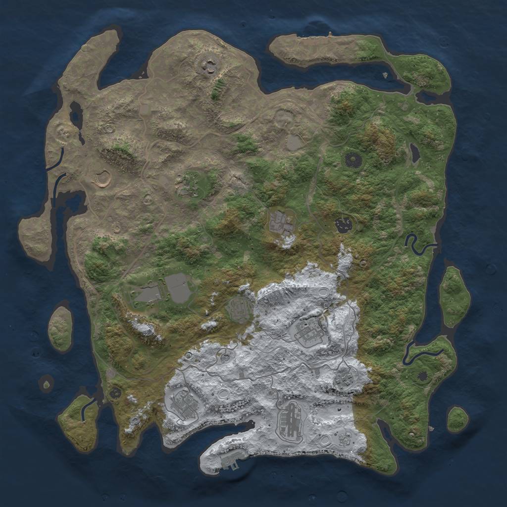 Rust Map: Procedural Map, Size: 4500, Seed: 4774083, 20 Monuments