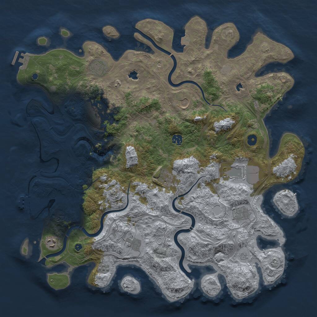 Rust Map: Procedural Map, Size: 4500, Seed: 6221932, 16 Monuments