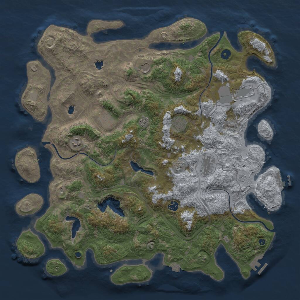 Rust Map: Procedural Map, Size: 4500, Seed: 4017064, 14 Monuments