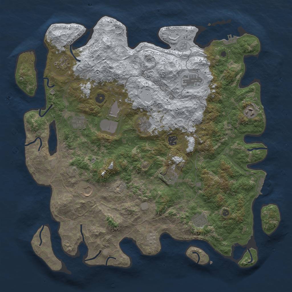 Rust Map: Procedural Map, Size: 4500, Seed: 4338775, 20 Monuments