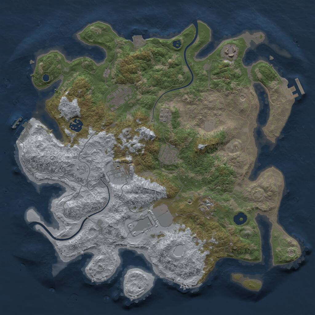 Rust Map: Procedural Map, Size: 3700, Seed: 3204469, 14 Monuments