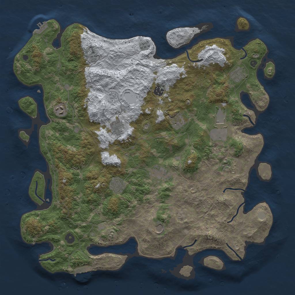 Rust Map: Procedural Map, Size: 4500, Seed: 723929, 20 Monuments