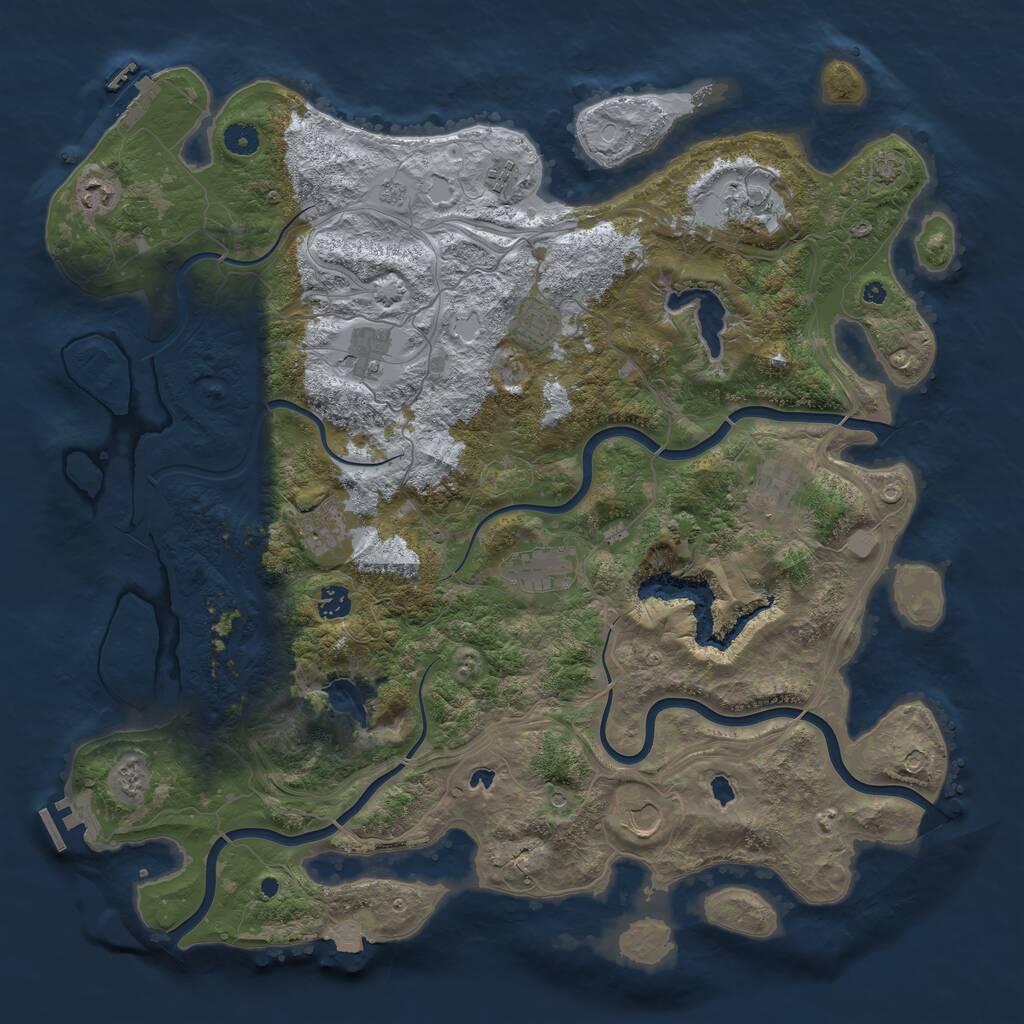 Rust Map: Procedural Map, Size: 4500, Seed: 723929, 16 Monuments