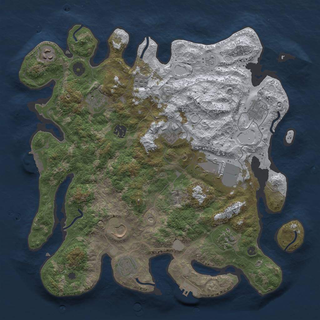 Rust Map: Procedural Map, Size: 3750, Seed: 2649232, 19 Monuments